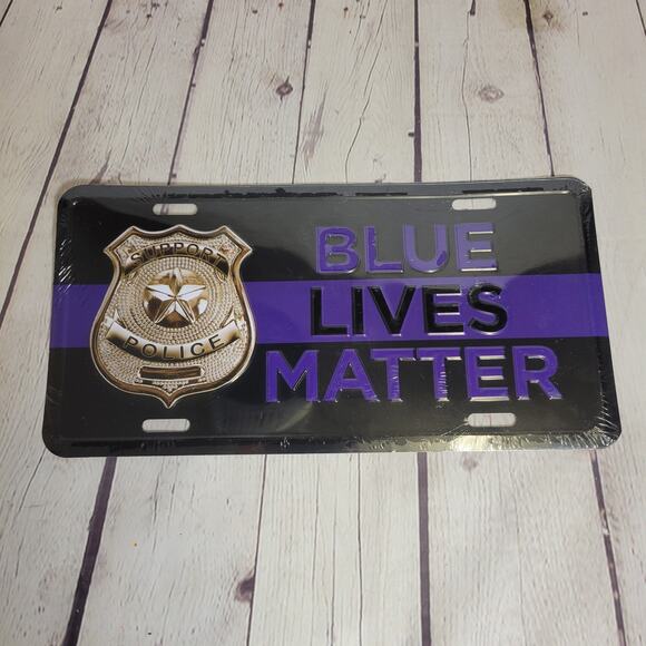 Blue Lives Matter Police License Plate NEW Badge Blue Line Novelty Metal - Picture 1 of 2